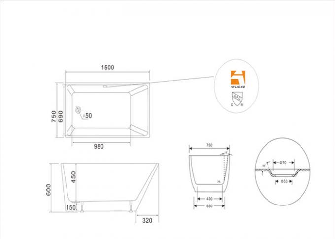 Tina reforzada del madurador de 5 pies, tina libre de la esquina con